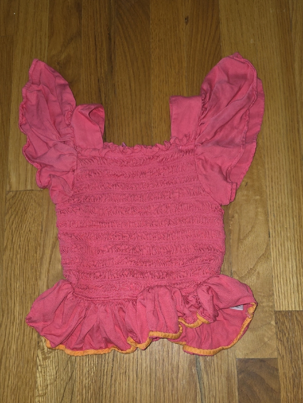 Girls Pink And Orange Ruffle Shirt